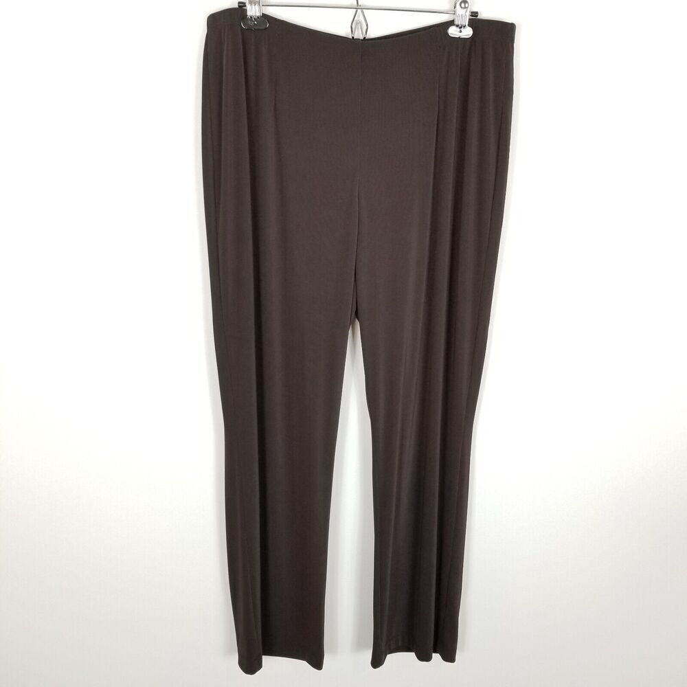Chico's Easywear Women Flawless Pants Jersey Size XL Short Brown Pull On Comfort
